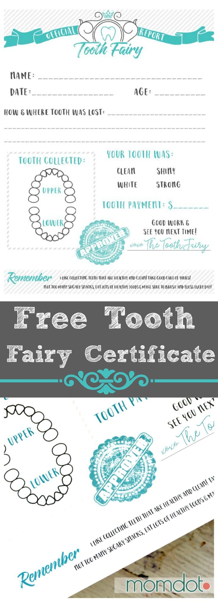 note from tooth fairy printable